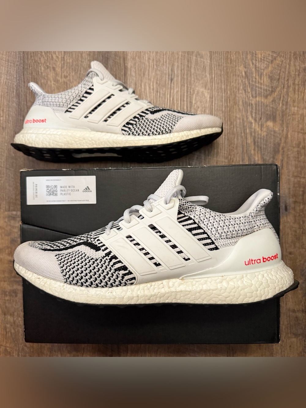 Adidas UltraBoost 5.0 DNA Zebra Black White Men’s Size 14 Sneakers Shoes G54960.